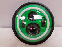 Load image into Gallery viewer, 7&quot; DAYMAKER Kawasaki Vulcan Nomad 800 Green with Green Halo HID LED Light Bulb Headlight Motorcycle