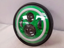 Load image into Gallery viewer, 7&quot; DAYMAKER Kawasaki Vulcan Nomad 800 Green with Green Halo HID LED Light Bulb Headlight Motorcycle