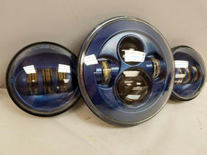 7" DAYMAKER Color Matched 2017 CVO 3 PIECE SET Cobalt Indigo Blue LED Light Bulb Headlight Motorcycle Harley