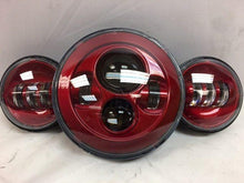 Load image into Gallery viewer, 7&quot; DAYMAKER Color Matched 3 PIECE SET Velocity Red LED Light Bulb Headlight Motorcycle Harley