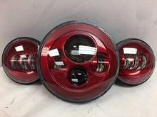 Load image into Gallery viewer, 7&quot; DAYMAKER Color Matched 3 PIECE SET Velocity Red LED Light Bulb Headlight Motorcycle Harley