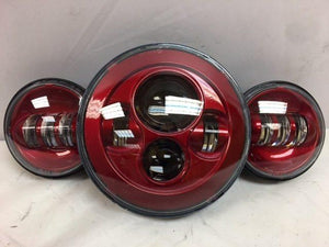 7" DAYMAKER Color Matched 3 PIECE SET Velocity Red LED Light Bulb Headlight Motorcycle Harley