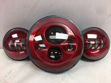 Load image into Gallery viewer, 7&quot; DAYMAKER Color Matched 3 PIECE SET Velocity Red LED Light Bulb Headlight Motorcycle Harley