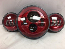 Load image into Gallery viewer, 7&quot; DAYMAKER Color Matched 3 PIECE SET Velocity Red LED Light Bulb Headlight Motorcycle Harley