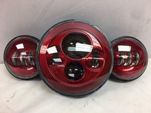 Load image into Gallery viewer, 7&quot; DAYMAKER Color Matched 3 PIECE SET Velocity Red LED Light Bulb Headlight Motorcycle Harley
