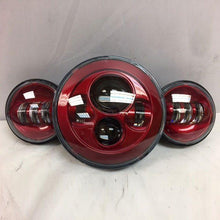 Load image into Gallery viewer, 7&quot; DAYMAKER Color Matched 3 PIECE SET Velocity Red LED Light Bulb Headlight Motorcycle Harley