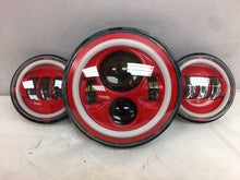Load image into Gallery viewer, 7&quot; DAYMAKER Red With Red HALO Headlight Dual 4.5&quot; - 4 1/2&quot; AUX Black Spot Passing LED Fog Lights Bulb Harley SET