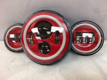Load image into Gallery viewer, 7&quot; DAYMAKER Red With Red HALO Headlight Dual 4.5&quot; - 4 1/2&quot; AUX Black Spot Passing LED Fog Lights Bulb Harley SET