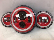 Load image into Gallery viewer, 7&quot; DAYMAKER Red With Red HALO Headlight Dual 4.5&quot; - 4 1/2&quot; AUX Black Spot Passing LED Fog Lights Bulb Harley SET