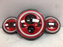 Load image into Gallery viewer, 7&quot; DAYMAKER Red With Red HALO Headlight Dual 4.5&quot; - 4 1/2&quot; AUX Black Spot Passing LED Fog Lights Bulb Harley SET