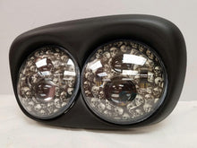 Load image into Gallery viewer, DUAL 7&quot; DAYMAKER CUSTOM SKULL LED ROAD GLIDE Black Light Bulb Headlight Motorcycle Harley Bezel