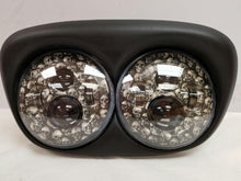 Load image into Gallery viewer, DUAL 7&quot; DAYMAKER CUSTOM SKULL LED ROAD GLIDE Black Light Bulb Headlight Motorcycle Harley Bezel