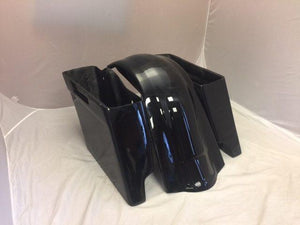 Harley Davidson 4" Extended Stretched Saddlebags Rear Fender - PAINTED VIVID BLACK
