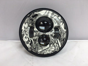 7" DAYMAKER Replacement Joker Design Projector HID LED Light Bulb Headlight Motorcycle Harley