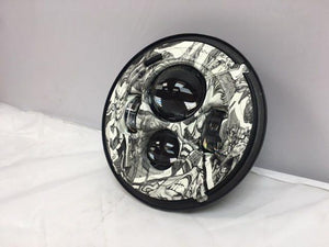 7" DAYMAKER Replacement Joker Design Projector HID LED Light Bulb Headlight Motorcycle Harley