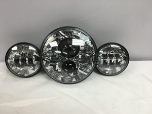 7" DAYMAKER JOKER DESIGN Headlight Dual 4.5" - 4 1/2" Auxiliary Spot Passing LED Fog Lights Bulb Harley SET