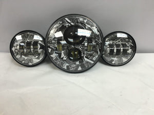 7" DAYMAKER JOKER DESIGN Headlight Dual 4.5" - 4 1/2" Auxiliary Spot Passing LED Fog Lights Bulb Harley SET