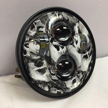 Load image into Gallery viewer, 5 3/4&quot; DAYMAKER Replacement Custom Skull Design Projector HID LED Light Bulb Headlight Motorcycle Harley 5.75&quot;