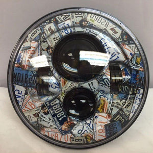 7" DAYMAKER Replacement Route 66 Design Projector HID LED Light Bulb Headlight Motorcycle Harley