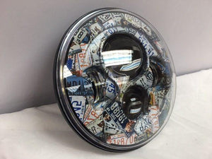 7" DAYMAKER Replacement Route 66 Design Projector HID LED Light Bulb Headlight Motorcycle Harley