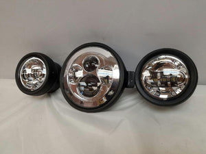 7" Kawasaki Voyager & Vaquero DAYMAKER Headlight Dual 4.5" - 4 1/2" Auxiliary AUX Chrome Spot Passing LED Fog Lights SET