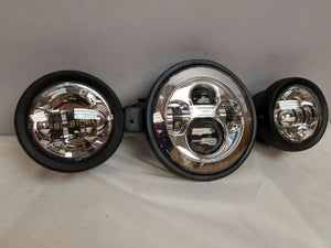 7" Kawasaki Voyager & Vaquero DAYMAKER Headlight Dual 4.5" - 4 1/2" Auxiliary AUX Chrome Spot Passing LED Fog Lights SET