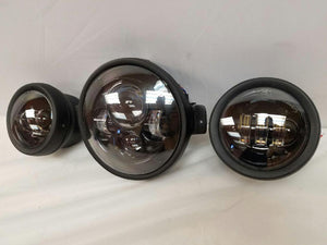 7" Kawasaki Voyager & Vaquero DAYMAKER Headlight Dual 4.5" - 4 1/2" Auxiliary AUX Black Spot Passing LED Fog Lights SET