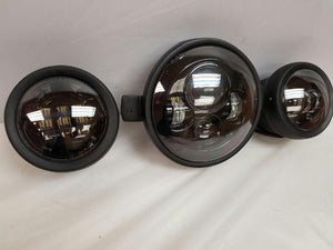 7" Kawasaki Voyager & Vaquero DAYMAKER Headlight Dual 4.5" - 4 1/2" Auxiliary AUX Black Spot Passing LED Fog Lights SET