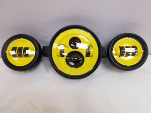 7" Kawasaki Voyager & Vaquero DAYMAKER Headlight Dual 4.5" - 4 1/2" Auxiliary AUX Yellow Spot Passing LED Fog Lights SET