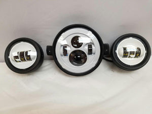 7" Kawasaki Voyager & Vaquero DAYMAKER Headlight Dual 4.5" - 4 1/2" Auxiliary AUX White Spot Passing LED Fog Lights SET