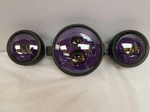 7" Kawasaki Voyager & Vaquero DAYMAKER Headlight Dual 4.5" - 4 1/2" Auxiliary AUX Purple Spot Passing LED Fog Lights SET