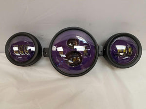7" Kawasaki Voyager & Vaquero DAYMAKER Headlight Dual 4.5" - 4 1/2" Auxiliary AUX Purple Spot Passing LED Fog Lights SET