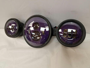 7" Kawasaki Voyager & Vaquero DAYMAKER Headlight Dual 4.5" - 4 1/2" Auxiliary AUX Purple Spot Passing LED Fog Lights SET