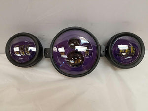 7" Kawasaki Voyager & Vaquero DAYMAKER Headlight Dual 4.5" - 4 1/2" Auxiliary AUX Purple Spot Passing LED Fog Lights SET