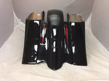 Load image into Gallery viewer, Harley Davidson 6&quot; Extended Saddlebags Out &amp; Down Bags Painted VIVID BLACK &amp; Custom Rear Lids Fender No Cut Outs