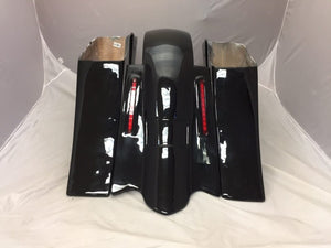 Harley Davidson 6" Extended Saddlebags Out & Down Bags Painted VIVID BLACK & Custom Rear Lids Fender No Cut Outs