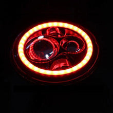 Load image into Gallery viewer, 7&quot; DAYMAKER Black Angel Eye RED HALO Projector HID LED Light Bulb Headlight Motorcycle Harley