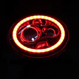 7" DAYMAKER Black Angel Eye RED HALO Projector HID LED Light Bulb Headlight Motorcycle Harley