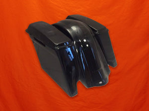 Harley Davidson 4" Extended Stretched Saddlebags Lids  Rear Fender - PAINTED VIVID BLACK