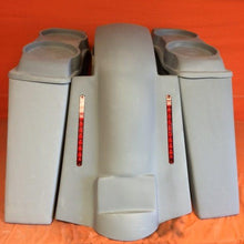 Load image into Gallery viewer, Harley Davidson 4&quot; Extended Stretched Saddlebags Dual 6.5&quot; Speaker Lids &amp; Replacement LED Fender 09 - 13 - No Cut Outs