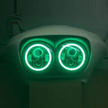 Load image into Gallery viewer, DUAL 7&quot; DAYMAKER 2014  GREEN HALO LED Replacement ROAD GLIDE Chrome Light Bulb Headlight Harley Bezel