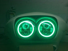 Load image into Gallery viewer, DUAL 7&quot; DAYMAKER 2014  GREEN HALO LED Replacement ROAD GLIDE Chrome Light Bulb Headlight Harley Bezel