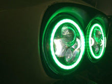 Load image into Gallery viewer, DUAL 7&quot; DAYMAKER 2014  GREEN HALO LED Replacement ROAD GLIDE Chrome Light Bulb Headlight Harley Bezel