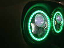Load image into Gallery viewer, DUAL 7&quot; DAYMAKER 2014  GREEN HALO LED Replacement ROAD GLIDE Chrome Light Bulb Headlight Harley Bezel