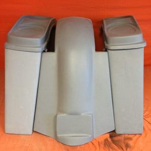 Harley Davidson 4" Extended Stretched Saddlebags Dual 6 x 9 Speaker Lids & Replacement Fender 09 - 13 - No Cut Outs
