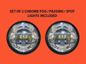 5 3/4" - 5.75" DAYMAKER Headlight Dual 4.5" - 4 1/2" Auxiliary AUX Chrome Spot Passing LED Fog Lights Bulb Harley SET