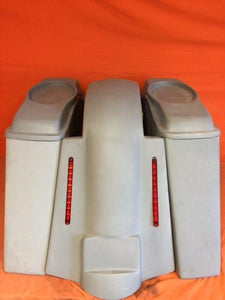 Harley Davidson 4" Extended Stretched Saddlebags 6.5 Speaker Lids & LED Replacement Fender 09 - 13 - No Cut Outs