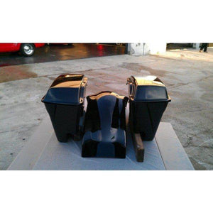 Harley Davidson 4" Extended Stretched Saddlebags  Lid &Fender Paint Black