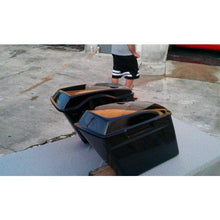 Load image into Gallery viewer, Harley Davidson 4&quot; Extended Stretched Saddlebags Lids Painted Black