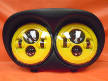 Load image into Gallery viewer, DUAL 7&quot; YELLOW DAYMAKER 2014  LED ROAD GLIDE Black Light Bulb Headlight Harley Bezel